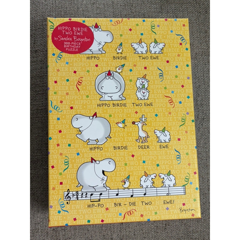 NEW! Sandra Boynton Hippo Birdie Two Ewe Happy Birthday to you! 300 Piece Puzzle